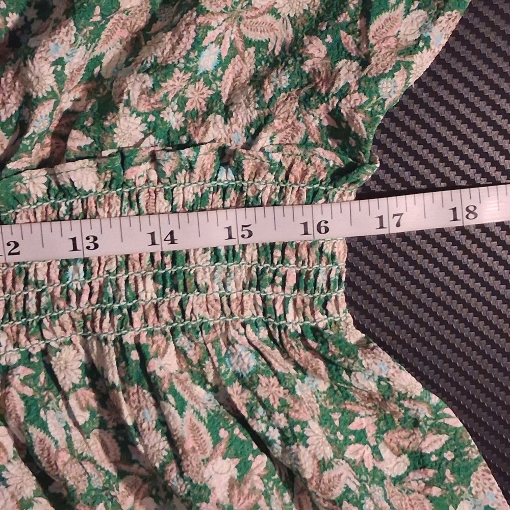 NWT Max Studio London Green Floral Smocked Tiered Maxi Dress 1X Boho Feminine - Picture 12 of 15